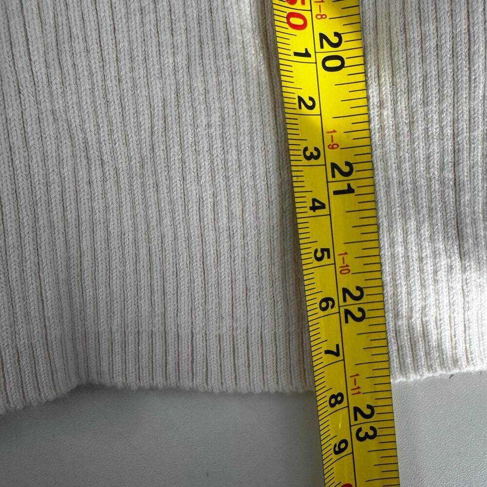 Y2K Lauren Ralph Lauren LRL Sweater Women's Ivory Ribbed Turtleneck Logo XL - Picture 8 of 9